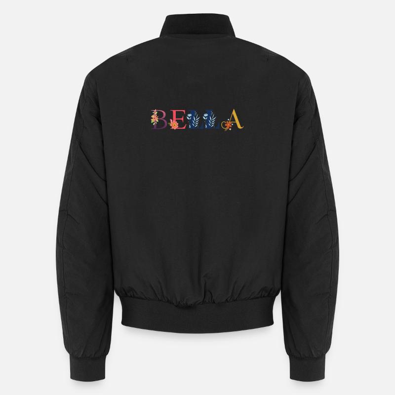 BELLA Name mit Blumen geschmückt - Unisex Bomberjacke - Schwarz