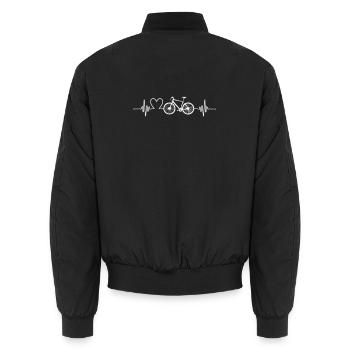 Herzschlag Fahrrad Lineart - Unisex Bomberjacke - Schwarz - Hinten - AI Model Male 185 light (185cm)