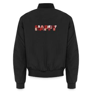 Look patchwork en tissu patchwork Happy - Bomber unisexe - noir - Dos - AI Model Male 185 light (185cm)