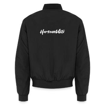 T-Shirt-Herzensbluete_weiss - Unisex Bomberjacke - Schwarz - Hinten - AI Model Male 185 light (185cm)