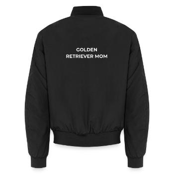 Golden Retriever Dog Mom Floral Aesthetic - Unisex Bomber Jacket - black - Back - AI Model Male 185 light (185cm)