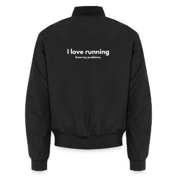I Love Running Gift for Runners - Unisex Bomber Jacket - black - Back - AI Model Male 185 light (185cm)