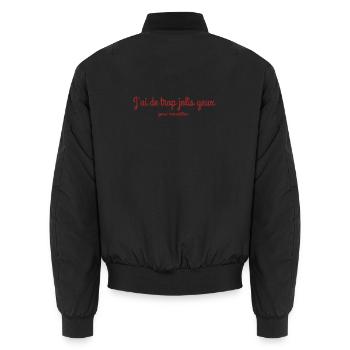j'ai de trop jolis yeux pour travailler - Bomber unisexe - noir - Dos - AI Model Male 185 light (185cm)