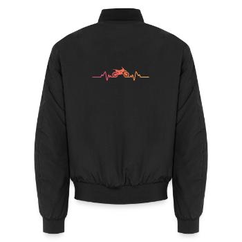 Motocross sunset heartbeat dirt bike - Unisex Bomber Jacket - black - Back - AI Model Male 185 light (185cm)