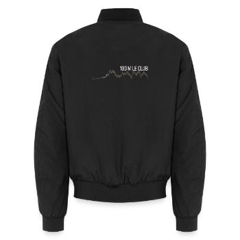100 Mile Club Ultralauf Trailrunning 100M Ultra - Unisex Bomberjacke - Schwarz - Hinten - AI Model Male 185 light (185cm)