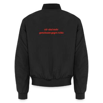 Wir sind mehr - gemeinsam gegen Rechts - Unisex Bomberjacke - Schwarz - Hinten - AI Model Male 185 light (185cm)