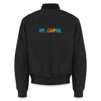 Dipl.-Ing. Camper Fan Experte Camping Wohnmobil - Unisex Bomberjacke - Schwarz - Hinten - AI Model Male 185 light (185cm)