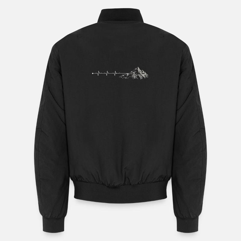 Heartbeat Mountain Ridge - Unisex Bomber Jacket - black