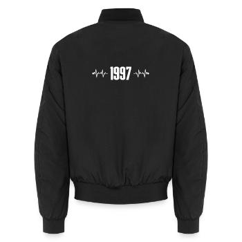 1997 Retro Heartbeat Logo - Unisex Bomber Jacket - black - Back - AI Model Male 185 light (185cm)