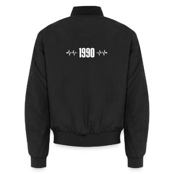 1990er Pulse Retro Heartbeat - Unisex Bomberjacke - Schwarz - Hinten - AI Model Male 185 light (185cm)