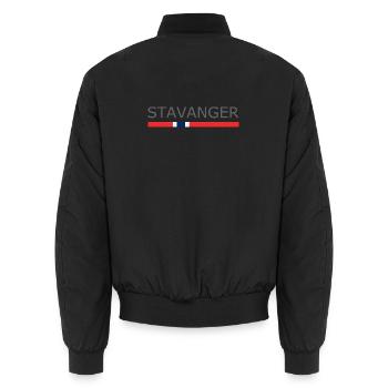 Norway Flag - Porsgrunn - Norge - Norwegen - Unisex Bomber Jacket - black - Back - AI Model Male 185 light (185cm)