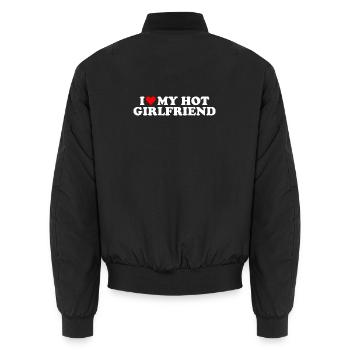 I Love My Hot Girlfriend Statement  - Unisex Bomberjacke - Schwarz - Hinten - AI Model Male 185 light (185cm)