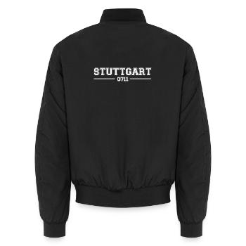 Stuttgart College Style - Unisex Bomberjacke - Schwarz - Hinten - AI Model Male 185 light (185cm)