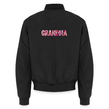 Großmutter Pink Plaid Buchstaben Patchwork - Unisex Bomberjacke - Schwarz - Hinten - AI Model Male 185 light (185cm)
