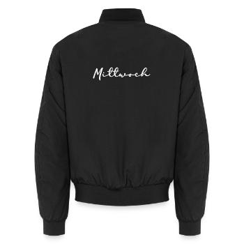 Mittwoch Wochentage Shirt weiß Handschrift - Unisex Bomberjacke - Schwarz - Hinten - AI Model Male 185 light (185cm)