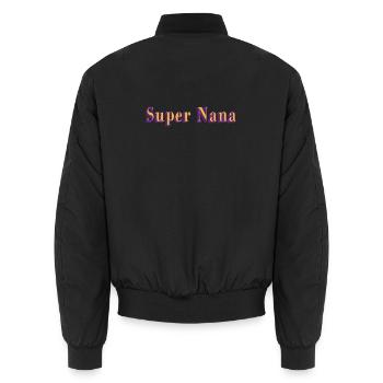 Super Nana - Unisex Bomberjacke - Schwarz - Hinten - AI Model Male 185 light (185cm)