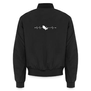 Pulse Line Silhouette - Unisex Bomber Jacket - black - Back - AI Model Male 185 light (185cm)