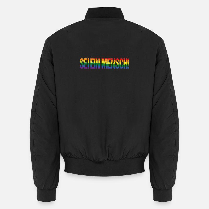 Sei ein Mensch! Pride Flag - Unisex Bomberjacke - Schwarz