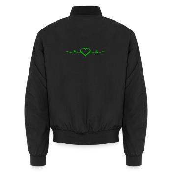 green heart green - Unisex Bomber Jacket - black - Back - AI Model Male 185 light (185cm)