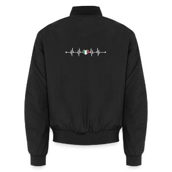 Italienische Flagge Heartbeat Design - Unisex Bomberjacke - Schwarz - Hinten - AI Model Male 185 light (185cm)