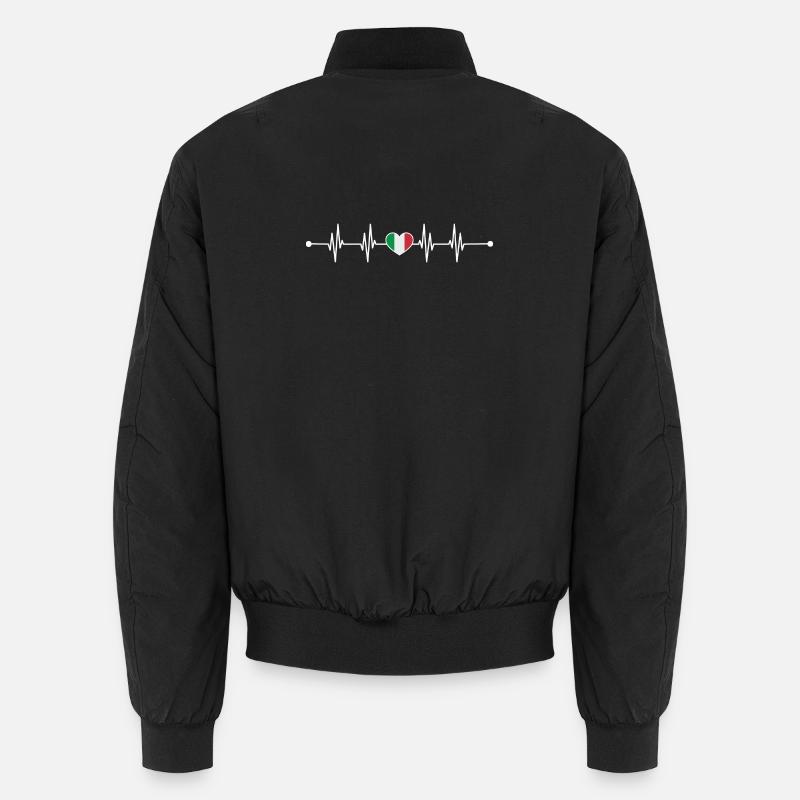 Drapeau italien Heartbeat Design - Bomber unisexe - noir