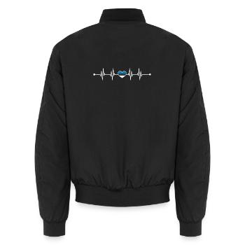 Battement de cœur du drapeau estonien - Bomber unisexe - noir - Dos - AI Model Male 185 light (185cm)