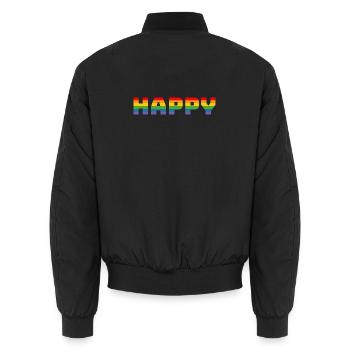 T-shirt arc-en-ciel Pride Happy | LGBT lgbtqi queer - Bomber unisexe - noir - Dos - AI Model Male 185 light (185cm)