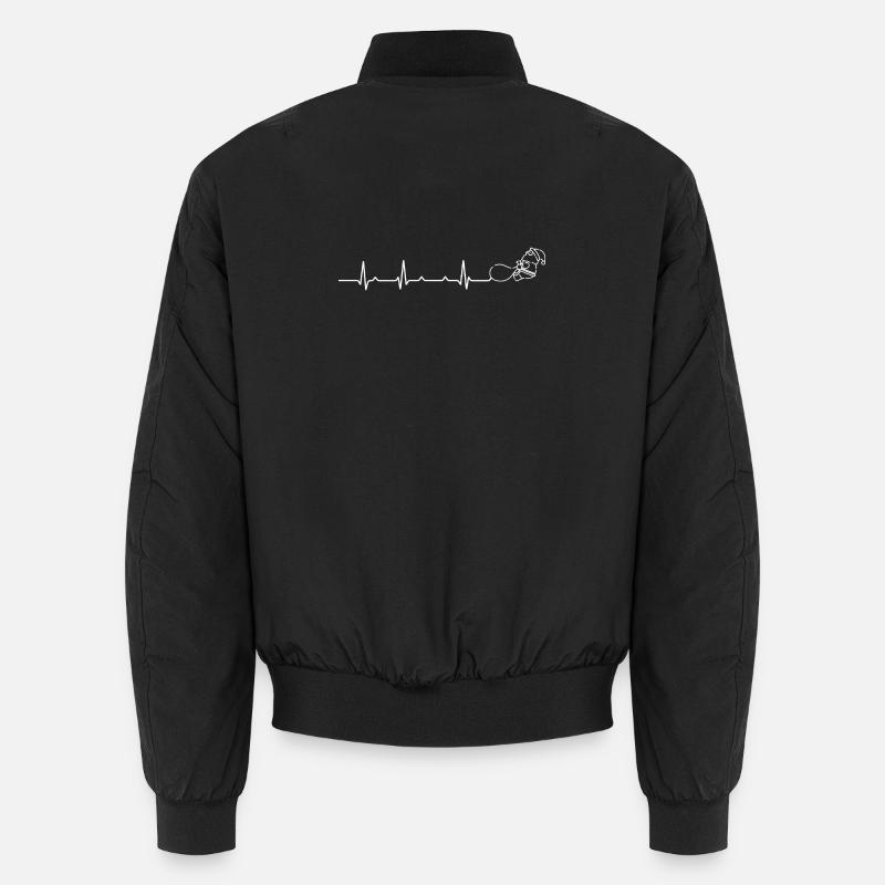 Heartbeat Pup Silhouette - Unisex Bomber Jacket - black