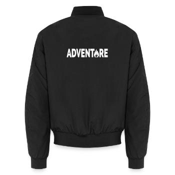 Abenteuer typografisch künstlerisch - Unisex Bomberjacke - Schwarz - Hinten - AI Model Male 185 light (185cm)