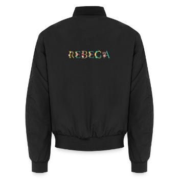 REBECA name decorated with flowers - Unisex Bomber Jacket - black - Back - AI Model Male 185 light (185cm)