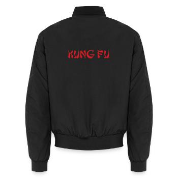 KUNG FU - Unisex Bomber Jacket - black - Back - AI Model Male 185 light (185cm)