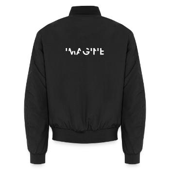 Imagine Klassik | Cooles Streetwear-Typo-Design - Unisex Bomberjacke - Schwarz - Hinten - AI Model Male 185 light (185cm)