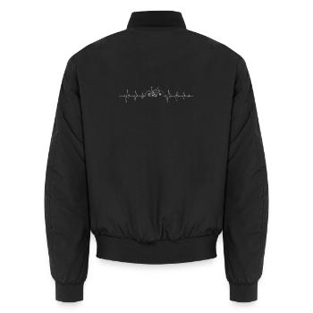 Cyclist Heartbeat Line Art - Unisex Bomber Jacket - black - Back - AI Model Male 185 light (185cm)