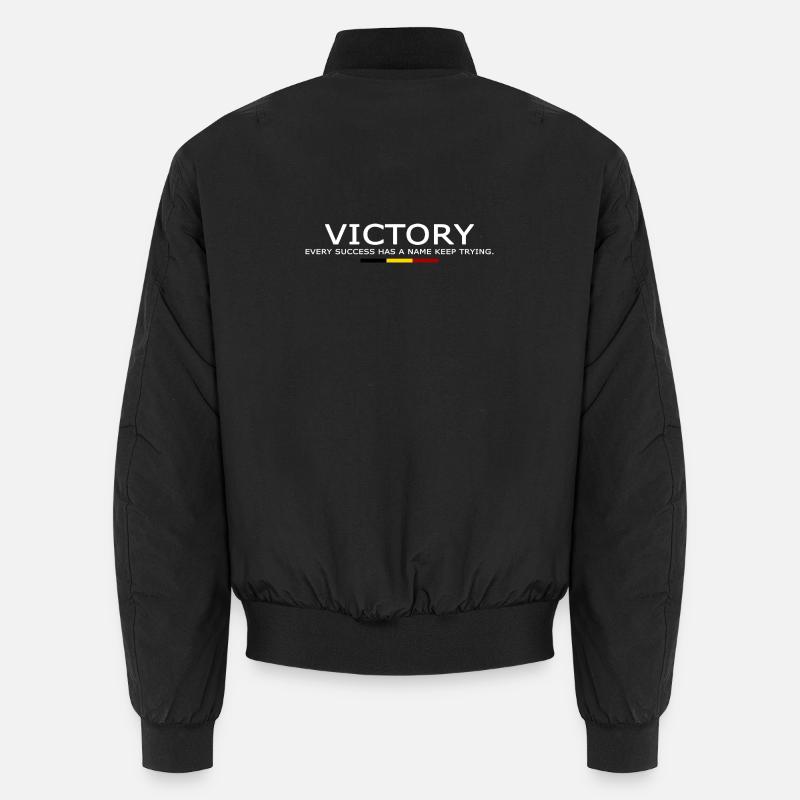 Victory EVERY SUCCESS HAS A NAME KEEP TRYING BELGE Unisex Bomber Jacket