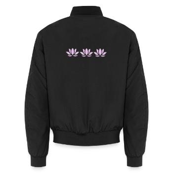 Lotus Flower Lotus Flower Pastel Violet Flower Flowers - Unisex Bomber Jacket - black - Back - AI Model Male 185 light (185cm)