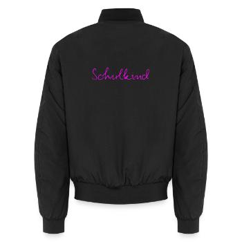 SCHULKIND 2026, EINSCHULUNG, ERSTKLÄSSLER GESCHENK - Unisex Bomberjacke - Schwarz - Hinten - AI Model Male 185 light (185cm)