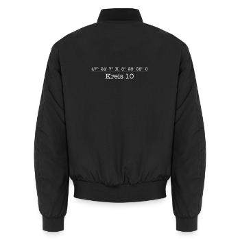 Koordinaten vom Kreis 10 in Zürich Höngg - Unisex Bomberjacke - Schwarz - Hinten - AI Model Male 185 light (185cm)
