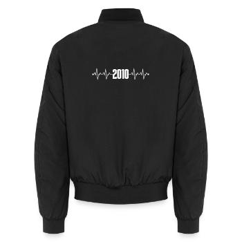 Awaiting design image - Unisex Bomber Jacket - black - Back - AI Model Male 185 light (185cm)