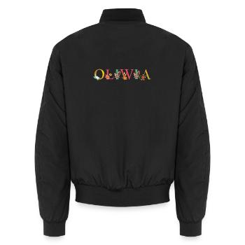 OLIWIA Name mit Blumen geschmückt - Unisex Bomberjacke - Schwarz - Hinten - AI Model Male 185 light (185cm)