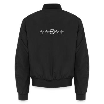 Pédale de vélo, VTT, ECG de patte, battement de cœur - Bomber unisexe - noir - Dos - AI Model Male 185 light (185cm)