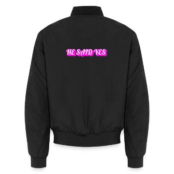 He Said Yes – Gay Groom Bachelor Party & Engagemen - Bomber unisexe - noir - Dos - AI Model Male 185 light (185cm)