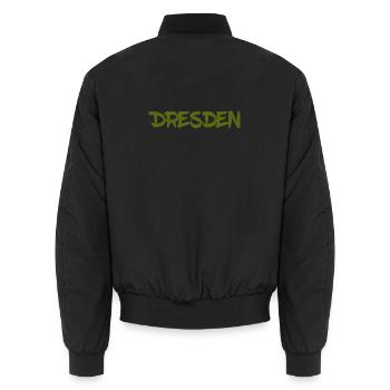 Dresden - Sachsen - Frauenkirche - Zwinger - Elbe - Unisex Bomberjacke - Schwarz - Hinten - AI Model Male 185 light (185cm)
