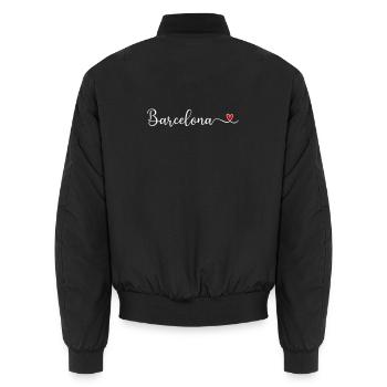 Barcelona - Ich liebe Barcelona Schriftzug mit Her - Unisex Bomberjacke - Schwarz - Hinten - AI Model Male 185 light (185cm)