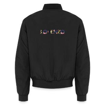 LORENZO Name mit Blumen geschmückt - Unisex Bomberjacke - Schwarz - Hinten - AI Model Male 185 light (185cm)