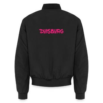 Duisburg - Ruhrpott - NRW - Rhein - Ruhr - Unisex Bomberjacke - Schwarz - Hinten - AI Model Male 185 light (185cm)