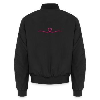 Minimal Herz Linie | Pink Love Design - Unisex Bomberjacke - Schwarz - Hinten - AI Model Male 185 light (185cm)