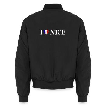 J’adore Nice, France, Nice. - Bomber unisexe - noir - Dos - AI Model Male 185 light (185cm)