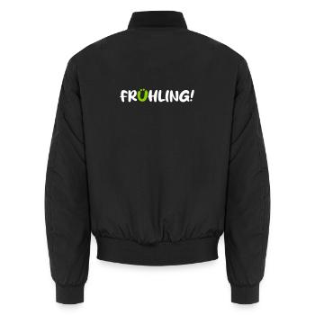 Frühling Saison Camping coole Quotes Comic Gesicht - Unisex Bomberjacke - Schwarz - Hinten - AI Model Male 185 light (185cm)