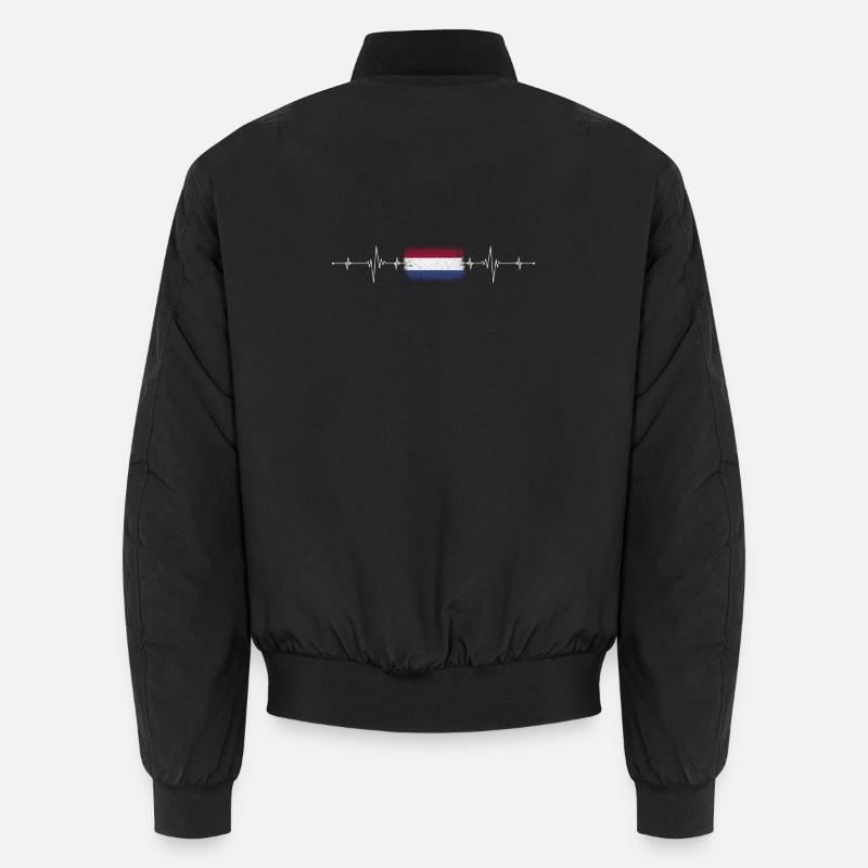 Dutch Flag Heartbeat Pulse Unisex Bomber Jacket