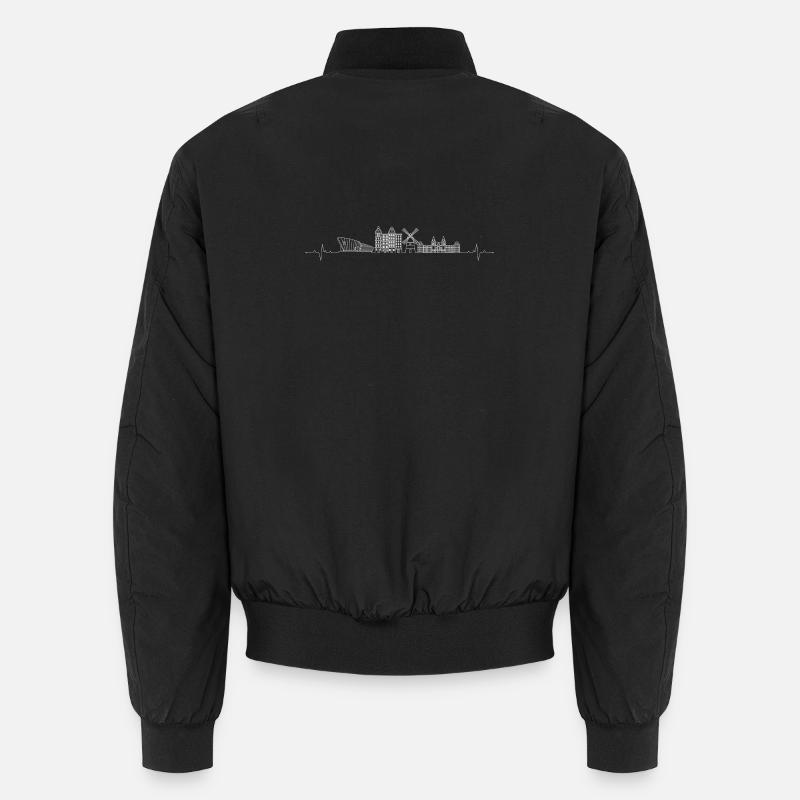 Heartbeat skyline amsterdam - Unisex Bomber Jacket - black